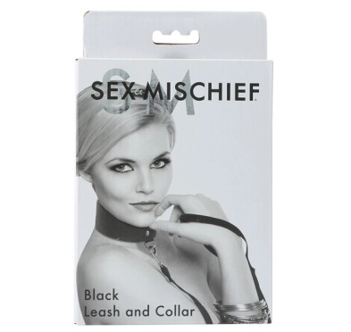 Obroża i smycz - Sportsheets Sex & Mischief Leash & Collar Black